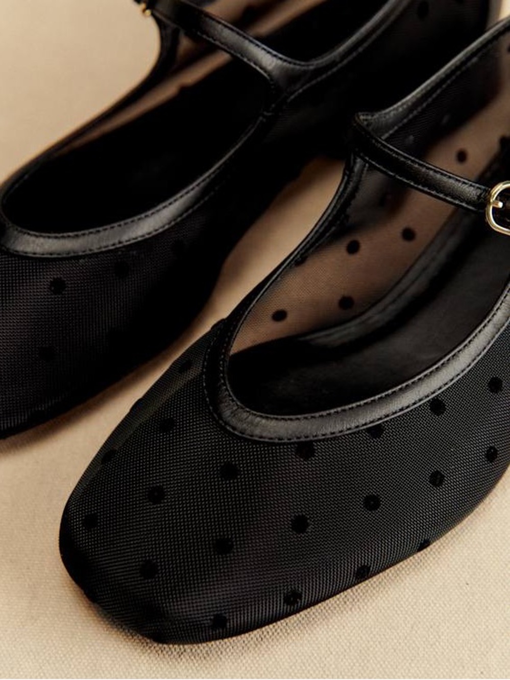 Sézane Aubane Low Babies in Black Mesh Plumetis FR 39 / US 8 - Picture 3 of 11